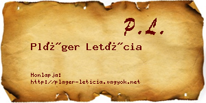 Pláger Letícia névjegykártya